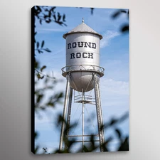 Old Round Rock Water Tower Texas Photography Poster Print Decor Wall Art Canvas