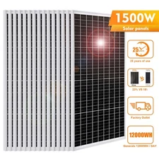 PFCTART 12V 100Watt Solar Panel Mono 1500W PV Power Charger for RV Home Rooftop