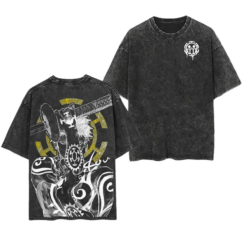 Retro One Piece Washed Tee, Trafalgar Law Vintage Washed Tee Vintage Graphic 90s