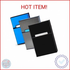 Cigarette Case Aluminum Magnetic Switch 20 Capacity 3 Pack Gray Blue Black, 85m