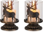 Hirsch Windlicht Weihnachten Schwarz: 2er Set Rentier Kerzenhalter