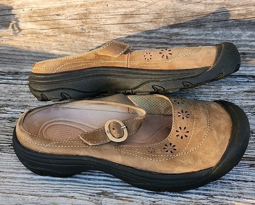 Keen Calistoga Floral Cutout Tan Mules Slip-On Strap Womens US 8