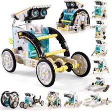 Lucky Doug Toys for Ages 8-13,12-in-1 STEM Solar Robot Kit Gifts White
