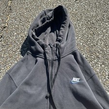 VTG 90s 2000s Nike Mini Swoosh Full Zip Hoodie Sweatshirt Grayish Blue Men s S