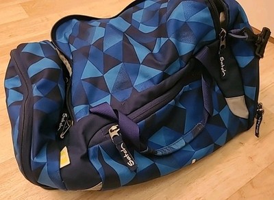 Satch Sporttasche Turnbeutel Trainingstasche Extra Schuhfach Blau Gemustert