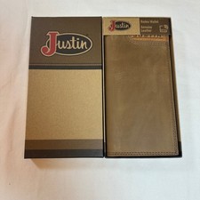 Justin Rodeo Wallet Genuine Leather RFID Blocking Bifold Credit Card New In Box