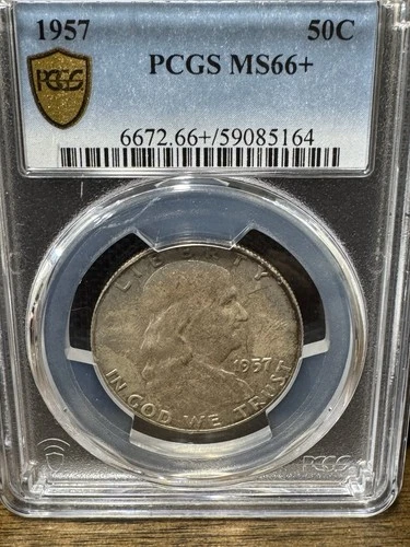 1957 Franklin Half Dollar PCGS MS66+ 90% Silver Choice Premium Grade