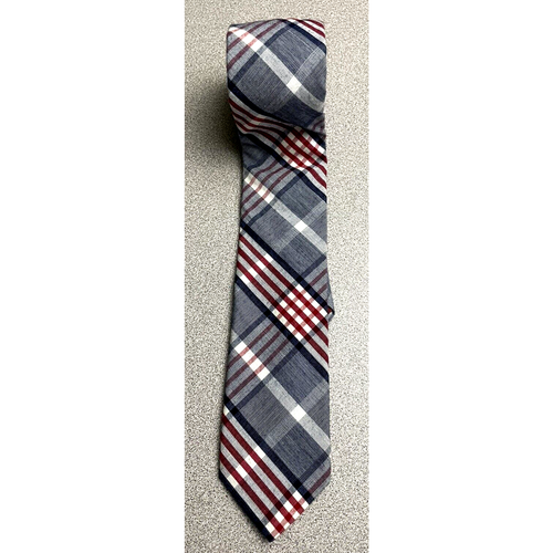 Original Penguin Men's Tie Plaid Red Gray 59" X 2.5" 100% Cotton
