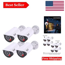 Cost-Effective Dummy Camera Set - 4 Indoor/Outdoor Units with LED Night Features