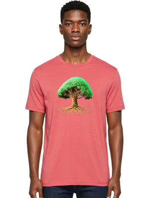 Tree-With-Roots-1 Mens Graphic Tee, 100% Cotton, Casual Summer Wear