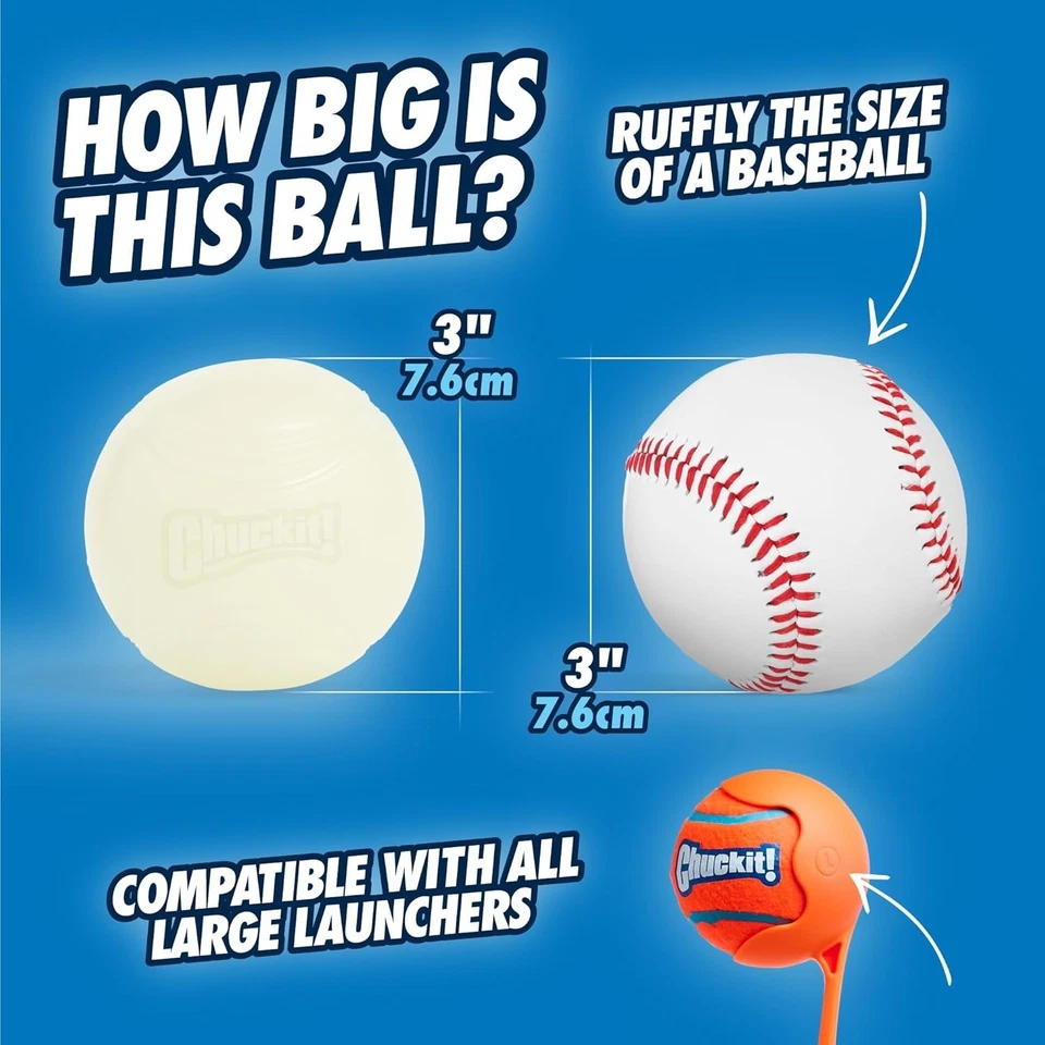 Chuckit Glow in the Dark Bouncy Ball for Dogs, Chuckit Dog Toy, Max Glow Ball... - Image 3 of 4