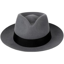 New British 100 Wool Felt Hat Fedora Raw Edge Brim Satin Lined Big Size Men