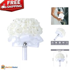 Elegant White Crystal Roses Wedding Bouquet   Perfect for Brides  Bridesmaids