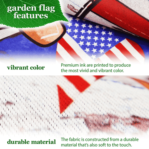 Combo Pack Garden Flag Stand Black 36x16 in and Garden Flag 12x18 in Patriotic - Picture 3 of 9