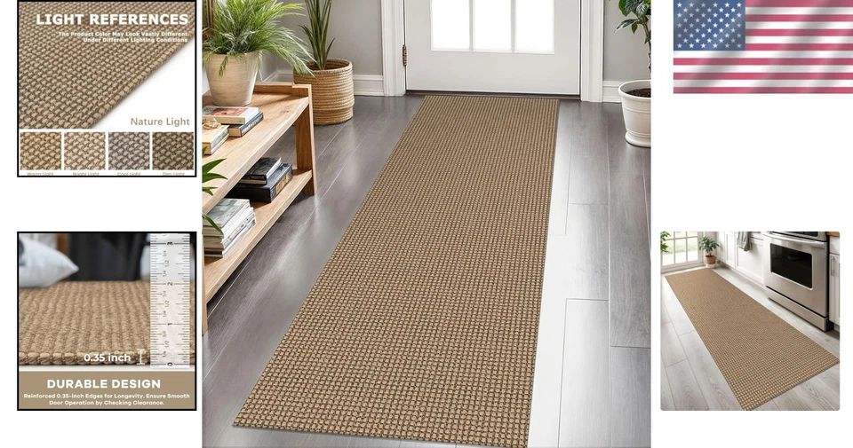 Stylish 2x6 ft Washable Kitchen Runner - Non-Slip Rubber Backed Boho Rug - Image 2 of 4