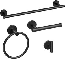 Matte Black Towel Bar Set Modern 24 Inch Bathroom Hardware Set Wall Mounted Bath