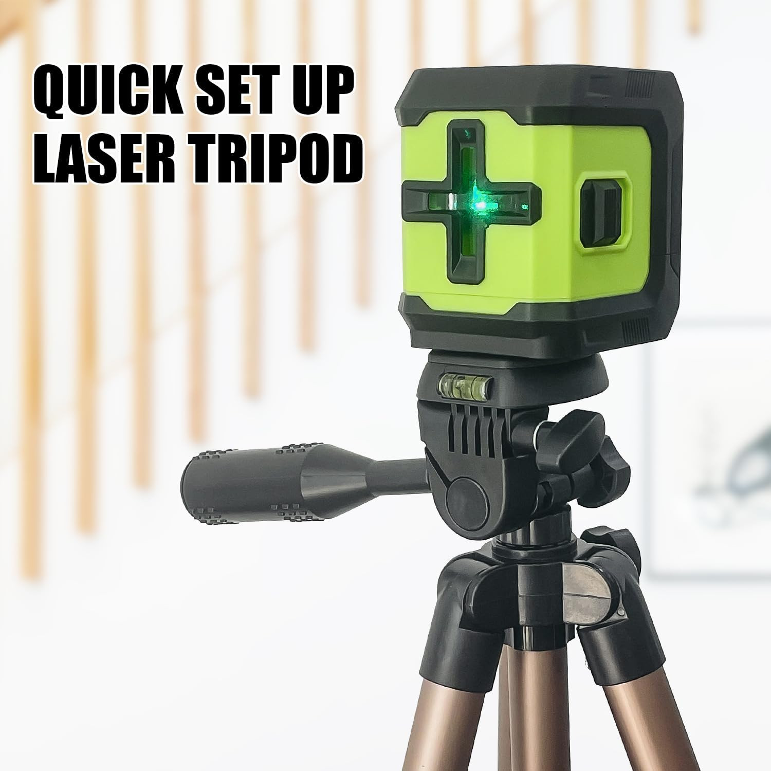 Cross Line Laser Level with Tripod, 100Ft Self-Leveling Green Cross Line Laser L