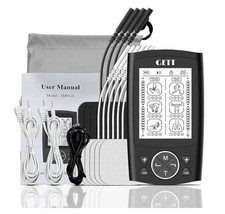 TENS Unit Muscle Stimulator, Black, 24 Modes, A/B Dual Channel 10 Electrode Pads