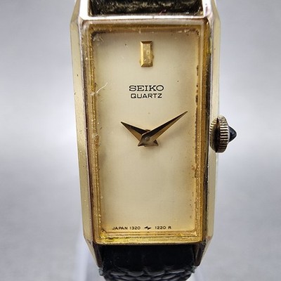 Seiko Tank Watch Women 13mm Cream Dial Gold Tone Rectangle 1320