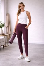 LULULEMON Leggings Activewear Burgundy High Rise Inseam Pockets Pull On Yoga 10