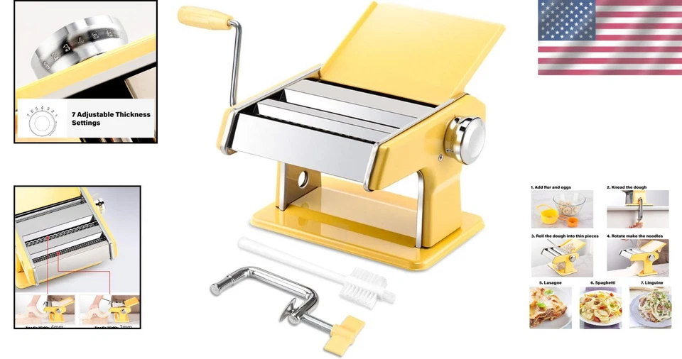 Adjustable Pasta Maker - Stainless Steel Roller - Hand Crank - Image 2 of 4
