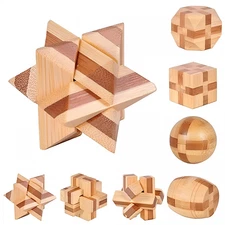 Brain Teaser and Educational Games Wood 7 3D Puzzles