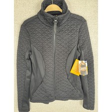 Avia Black Soot Quilted Full Zip Activewear Jacket NWT Size XS Thumbholes