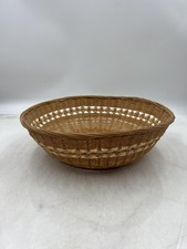 Vintage Woven Wicker Basket 13 Inch Round Decorative Rustic Bread Storage Bowl H