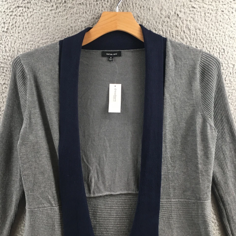 Cárdigan suéteres Verve Ami para mujer XL gris azul tejido manga larga frente abierto NUEVO Foto 2 de 4