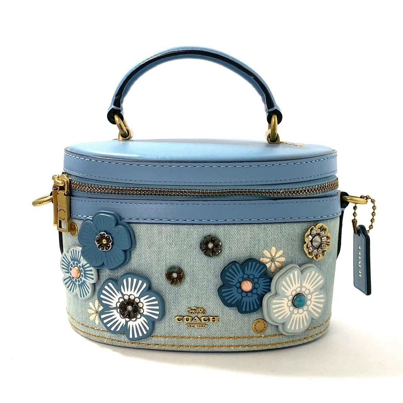 COACH Hayden Trail Tea Rose Denim Leather 2-Way Shoulder Bag in Blue