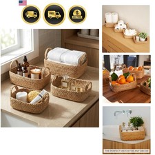 Beautiful Storage Basket Set of 4 - Natural Jute Rope Baskets for Shelves Are...