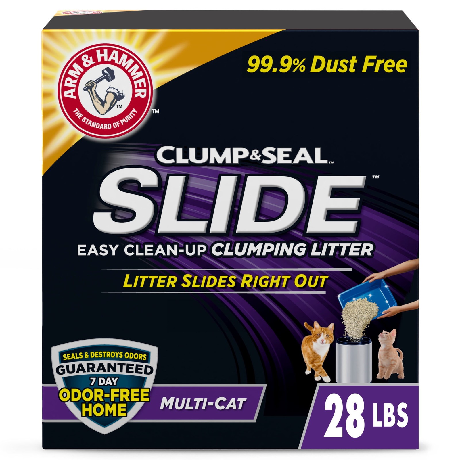 ARM & HAMMER Clump & Seal SLIDE Cat Litter, Easy Clean-up  Multi-Cat Clumping
