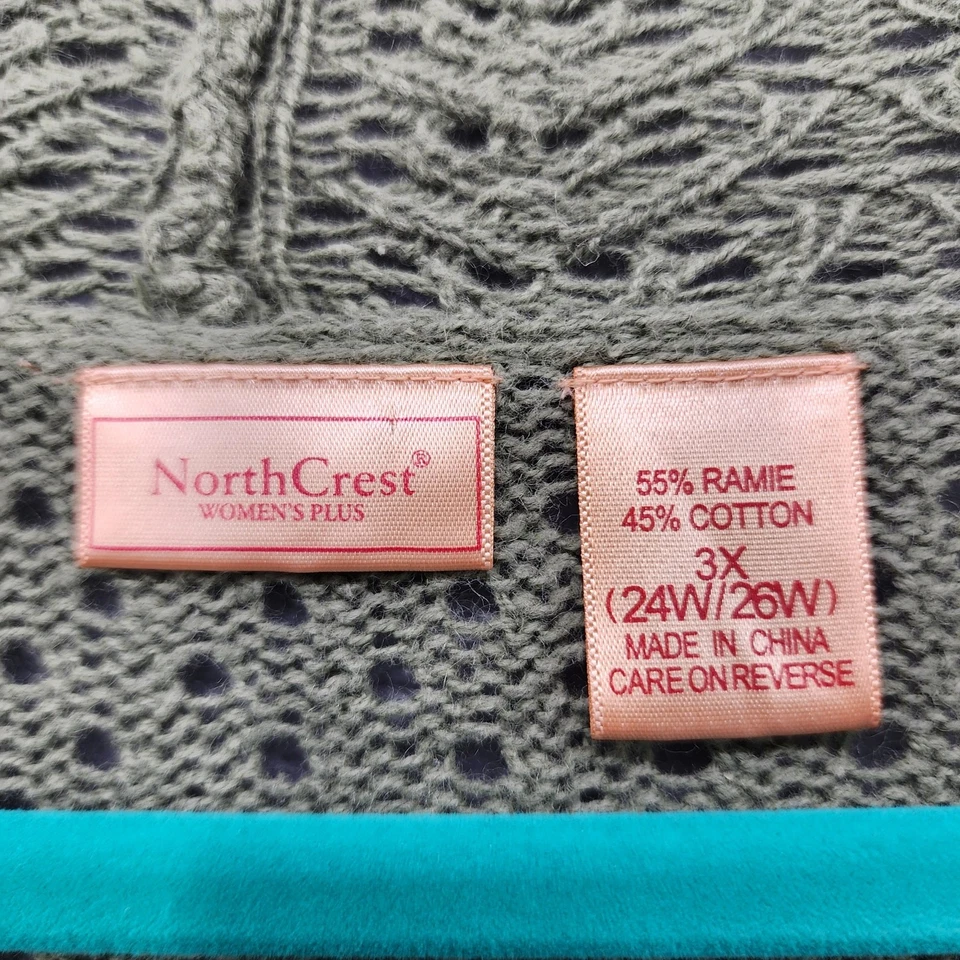 Suéter feminino NorthCrest 3X verde gravata frontal manga 3/4 malha aberta algodão ramie - Imagem 3 de 4