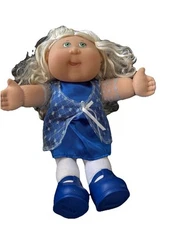 VTG Cabbage Patch Kids Doll Green Eyes Blonde Hair Side Smile CPK Clothes