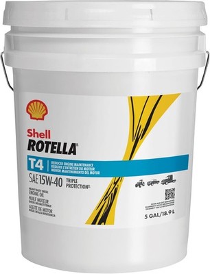 Shell Rotella T4 Triple Protection 15W-40 Diesel Engine Oil, 5 Gallon Pail