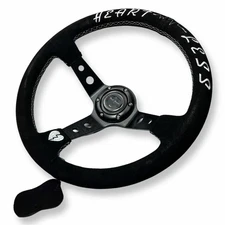 3"DEEP DISH 6-BOLT STEERING WHEEL BLACK SUEDE FOR Honda Civic Integra Accord