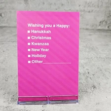 Hallmark Christmas Greeting Card Happy Holidays Pink Stripes Celebrate 5x7