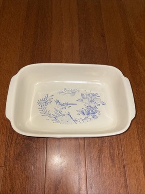 Gien Oiseau Bleu Earthenware Baking Dish (Baker) Blue Bird Floral  - New