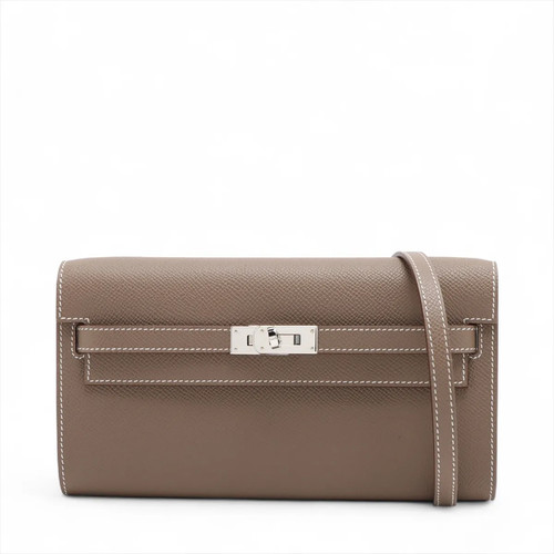 Hermès Kelly Wallet Long Togo Veau Epsom Long Wallet Etoupe Silver Metal Fitting
