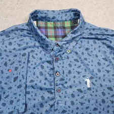 William Murray Polo Shirt Men's Medium Blue Golf Bug Print Stretch Active