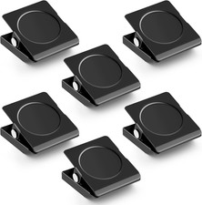 6 Pack Magnetic Clips for Refrigerator, Black Magnet Clips for Fridge, 1.2Inch R