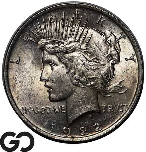 1922 Peace Dollar, Nice Skin, Near Gem BU++