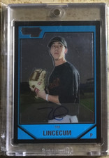 2007 BOWMAN CHROME AUTO TIM LINCECUM #BC238 RC SHARP ICONIC GIANTS LEGEND