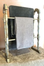 Vintage Style Towel Rail Airer  Clothes Horse Beautiful Distressed Duck Egg Blue