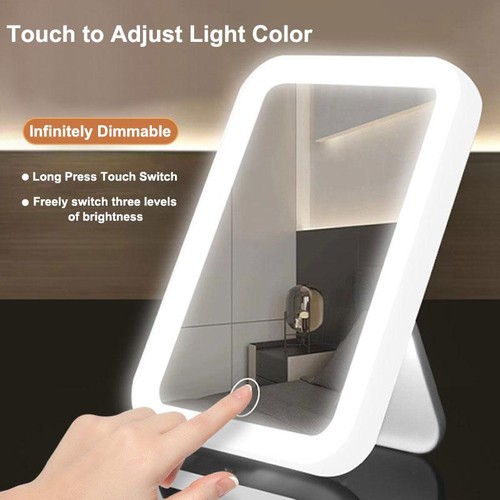 3 Farben LED Kosmetikspiegel mit Touchscreen USB Wiederaufladbar Dimmbar Make-up Mir - Bild 7 von 12