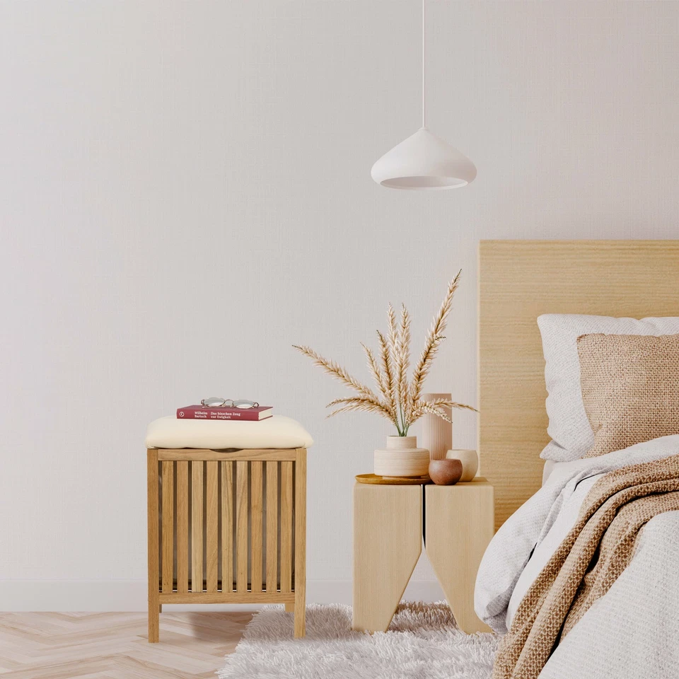 Wäschekorb Wäschehocker Wäschepuff Wäschekiste Badezimmerhocker Badehocker Sitz - Bild 3 von 4