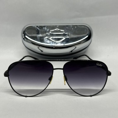 Quay X Desi High Key 126 Aviator Sunglasses Purple Gradient With HD Hard Case