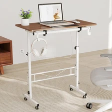 Small Standing Desk with Charging Station, Portable Stand Up Desk for Walking...