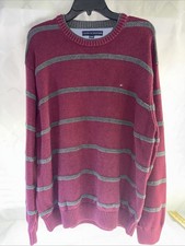 Tommy Hilfiger Jumper Chunky Knit Maroon Sweater Size 2XL Cotton
