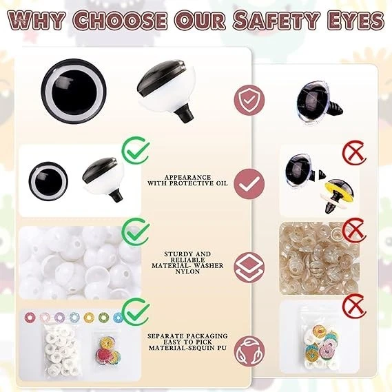60 Stück Sicherheitsaugen Puppenaugen Glitzer 16 mm Kunststoff Basteln - Bild 3 von 4